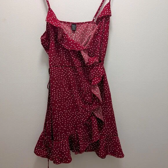 RED POLKA RUFFLE DRESS - Picture 1 of 5